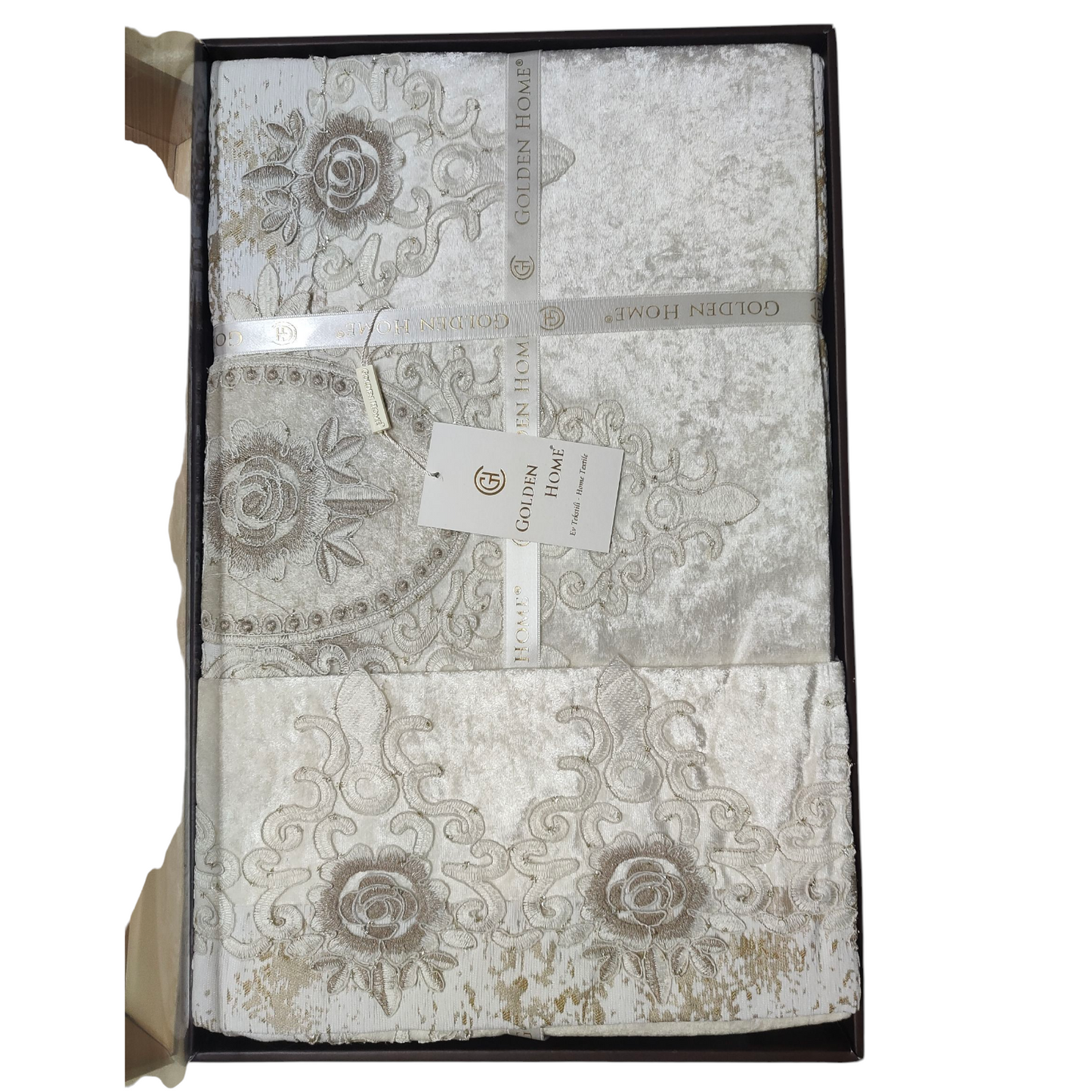 Juego de Cama de Lujo "Vicenza" – Elegancia Clásica con Estilo Barroco - COLOR CAPUCHINO