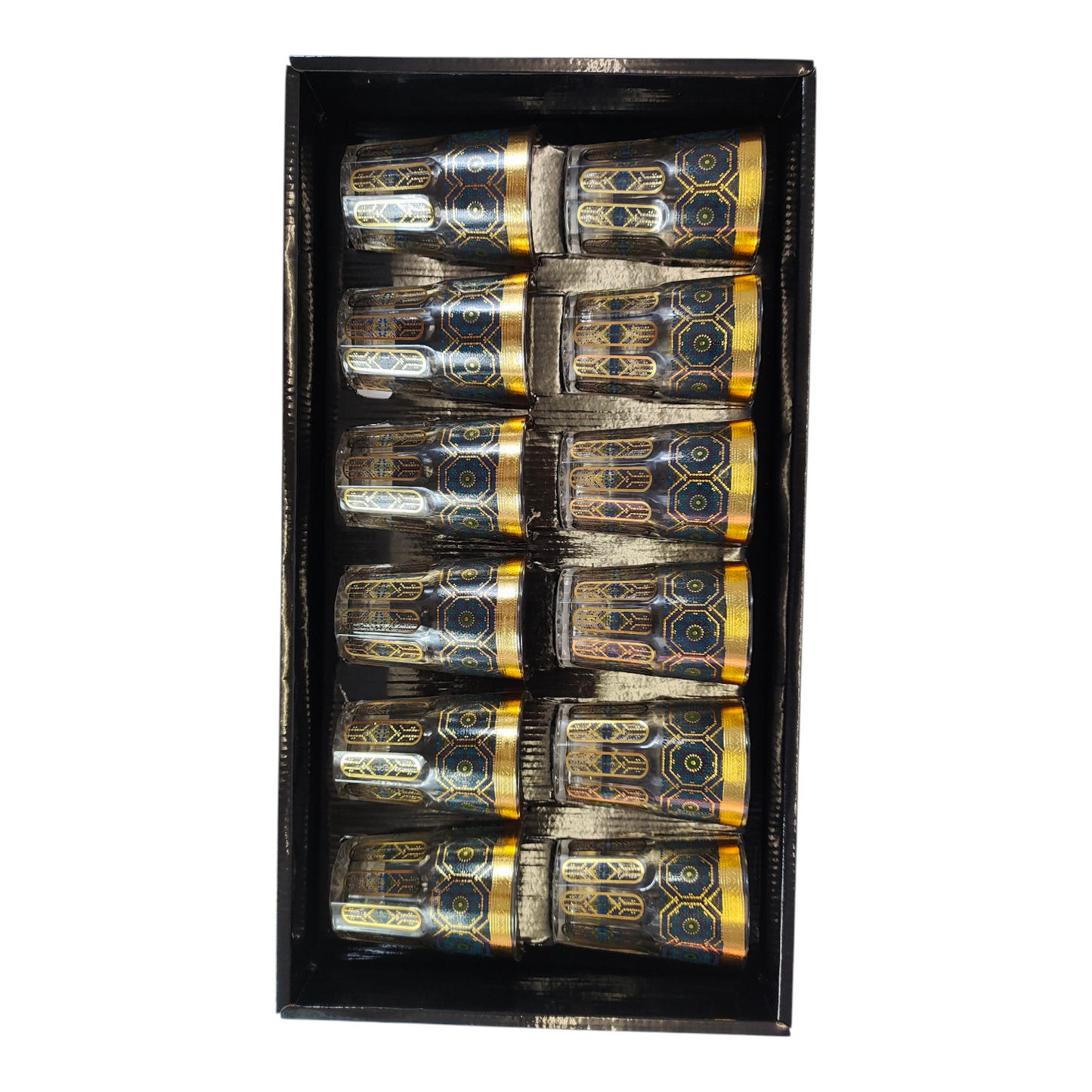 Vaso de Cristal Decorado para Té Árabe - Estilo Dorado Floral