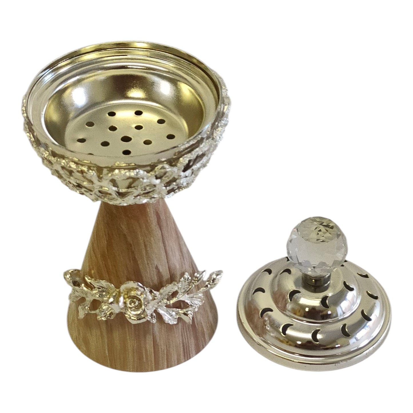Set Árabe de Incienso y Perfume Plateado — Bandeja Decorativa con Quemador y Frascos