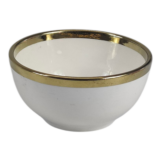 Bol de Cerámica Ø12,5 cm con Borde Dorado – Blanco Elegante