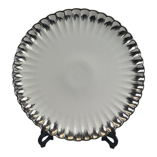 🏷 Plato Decorativo de Cerámica Ø31,5 cm – Diseño Elegante con Borde Metalizado