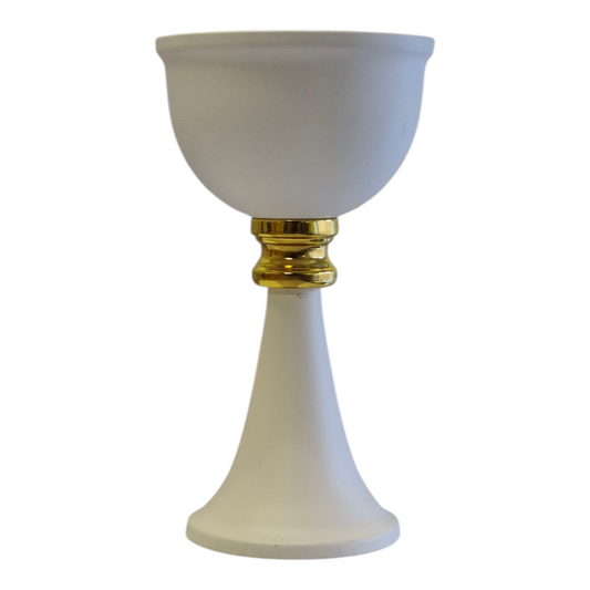 Quemador de Incienso Árabe Blanco y Dorado — Diseño Clásico de Copa