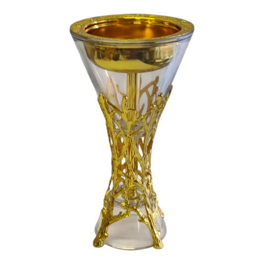 Quemador de Incienso Árabe Dorado de Cristal — Diseño de Lujo con Detalles en Relieve