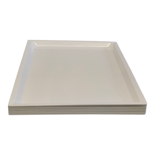 Juego de 6 Platos Rectangulares Blancos 41,5 × 66 cm – Diseño Minimalista con Borde Elevado