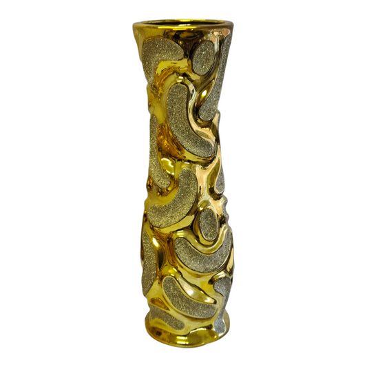 🪞Jarrón Decorativo Dorado con Relieves Abstractos – 60cm