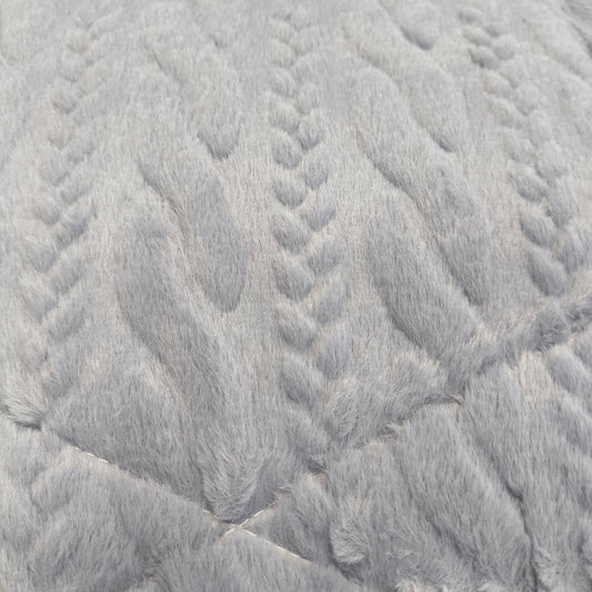 Edredón Aterciopelado con Borreguito MODELO TRAMA DE CANALÉ TRENZADO - COLOR AZUL