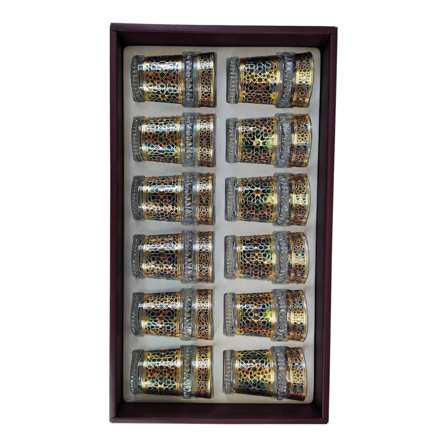 Vaso de Cristal Decorado para Té Árabe - Estilo Marrón Dorado Real