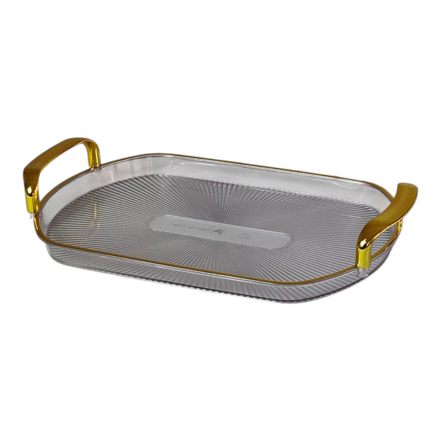 🍽️ Set of 3 Rectangular Plastic Trays with Gold Handles — Elegance and Versatility ✨