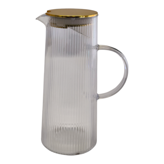 🥂 Set de Jarra con 6 Vasos de Plástico Transparente con Borde Dorado — Estilo y Comodidad ✨