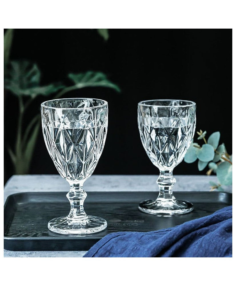 Set de 6 Copas de Vidrio con Diseño Tallado – 330 ml