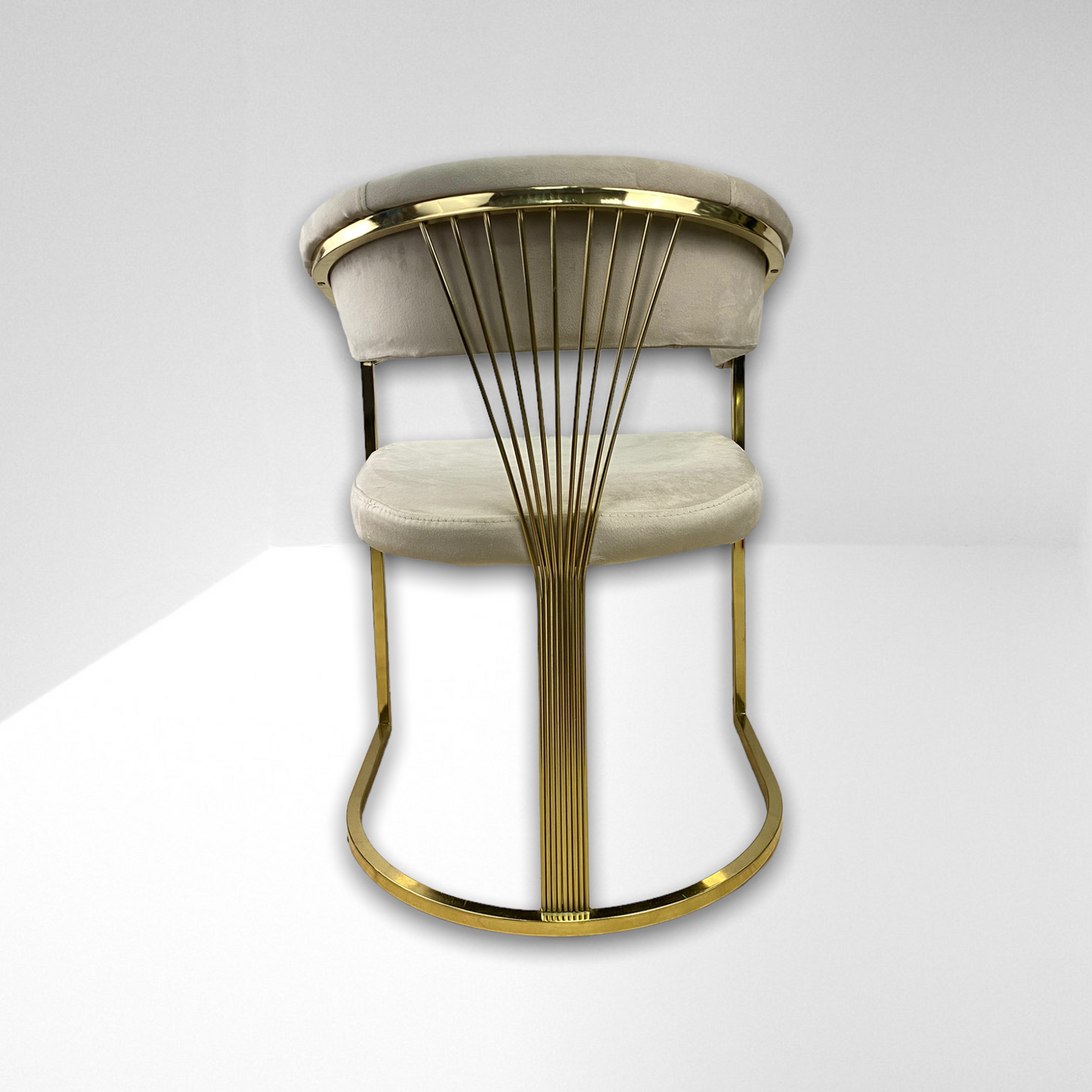 Silla terciopelo para comedor V03 PA gris, pata acero inoxidable dorado