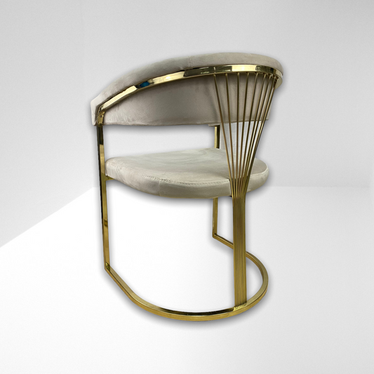 Silla terciopelo para comedor V03 PA gris, pata acero inoxidable dorado