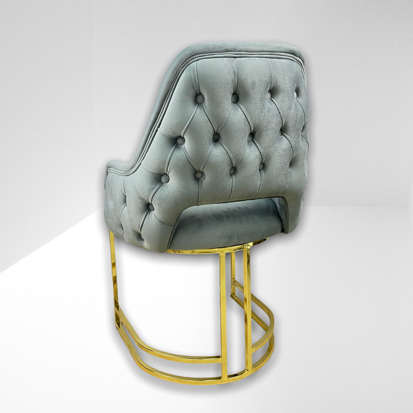Silla terciopelo para comedor V033 PA gris, patas de metal dorado