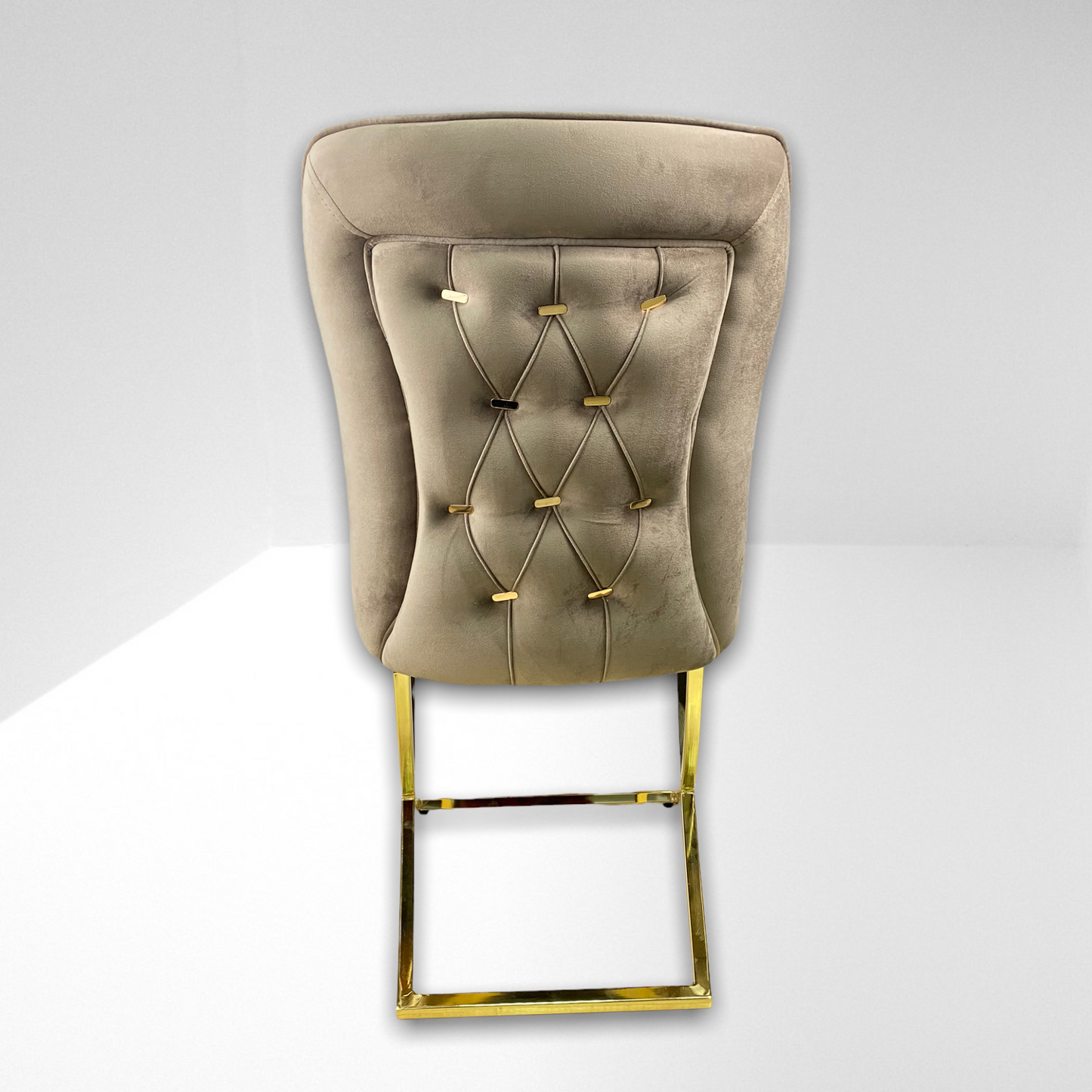 Silla terciopelo para comedor CLOWER08 marrón dorado, pata se metal dorado