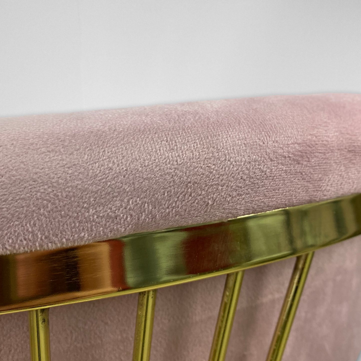 Cadeira de jantar de veludo rosa V02 PA, pernas de metal dourado