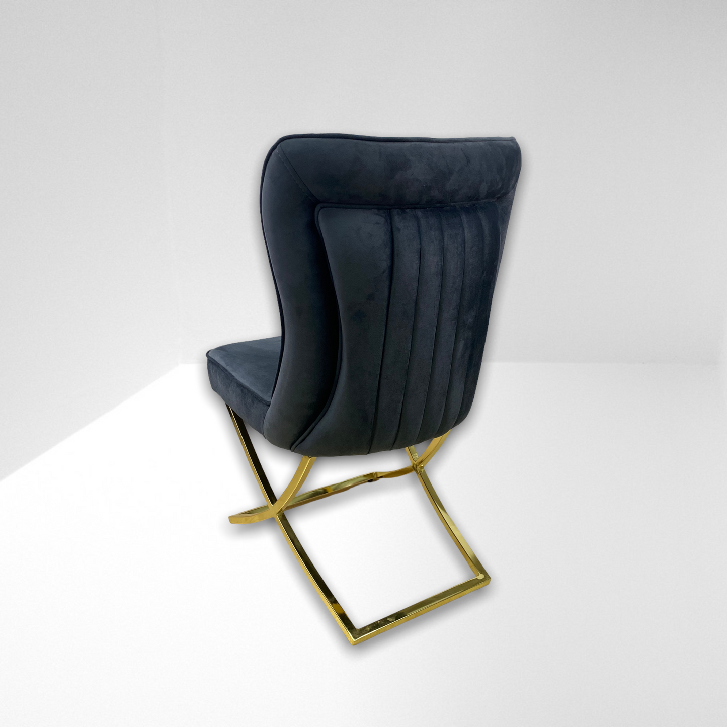 Silla terciopelo para comedor MADRIDV29 PA gris oscuro, patas metal dorado