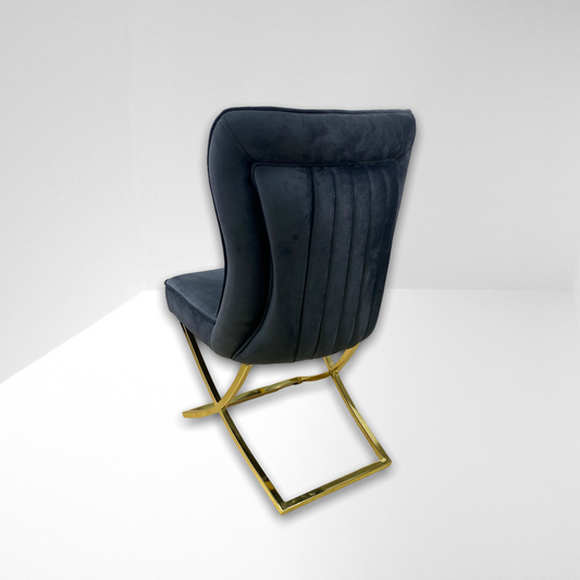 Silla terciopelo para comedor MADRIDV29 PA gris oscuro, patas metal dorado