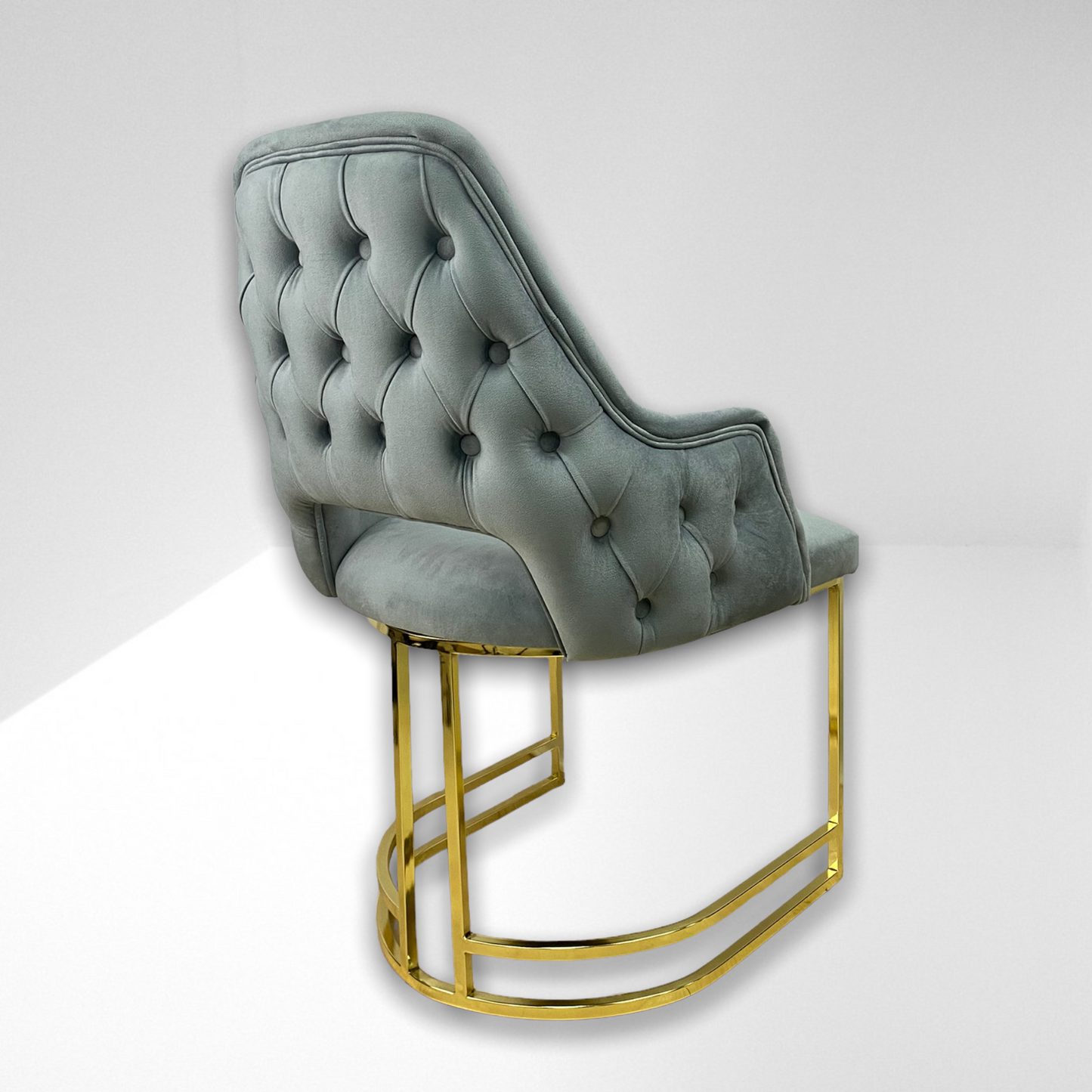 Silla terciopelo para comedor V033 PA gris, patas de metal dorado