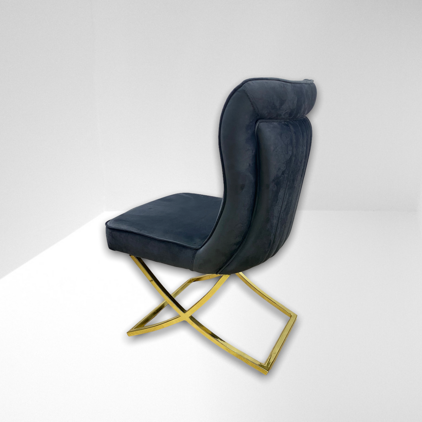 Silla terciopelo para comedor MADRIDV29 PA gris oscuro, patas metal dorado