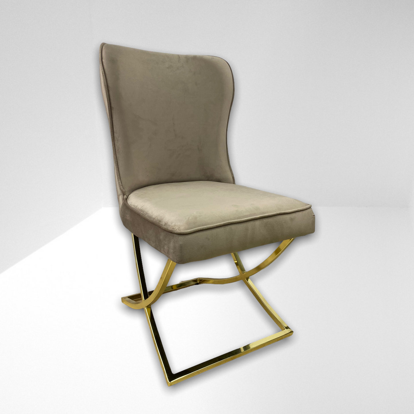 Silla terciopelo para comedor CLOWER08 marrón dorado, pata se metal dorado