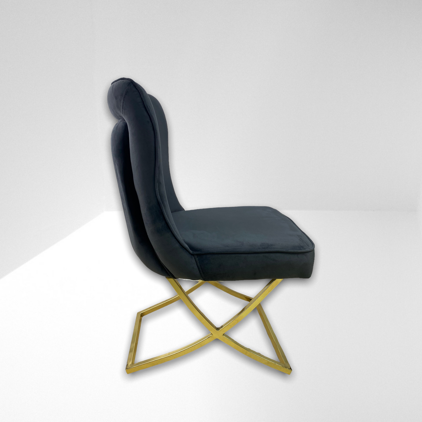 Silla terciopelo para comedor MADRIDV29 PA gris oscuro, patas metal dorado