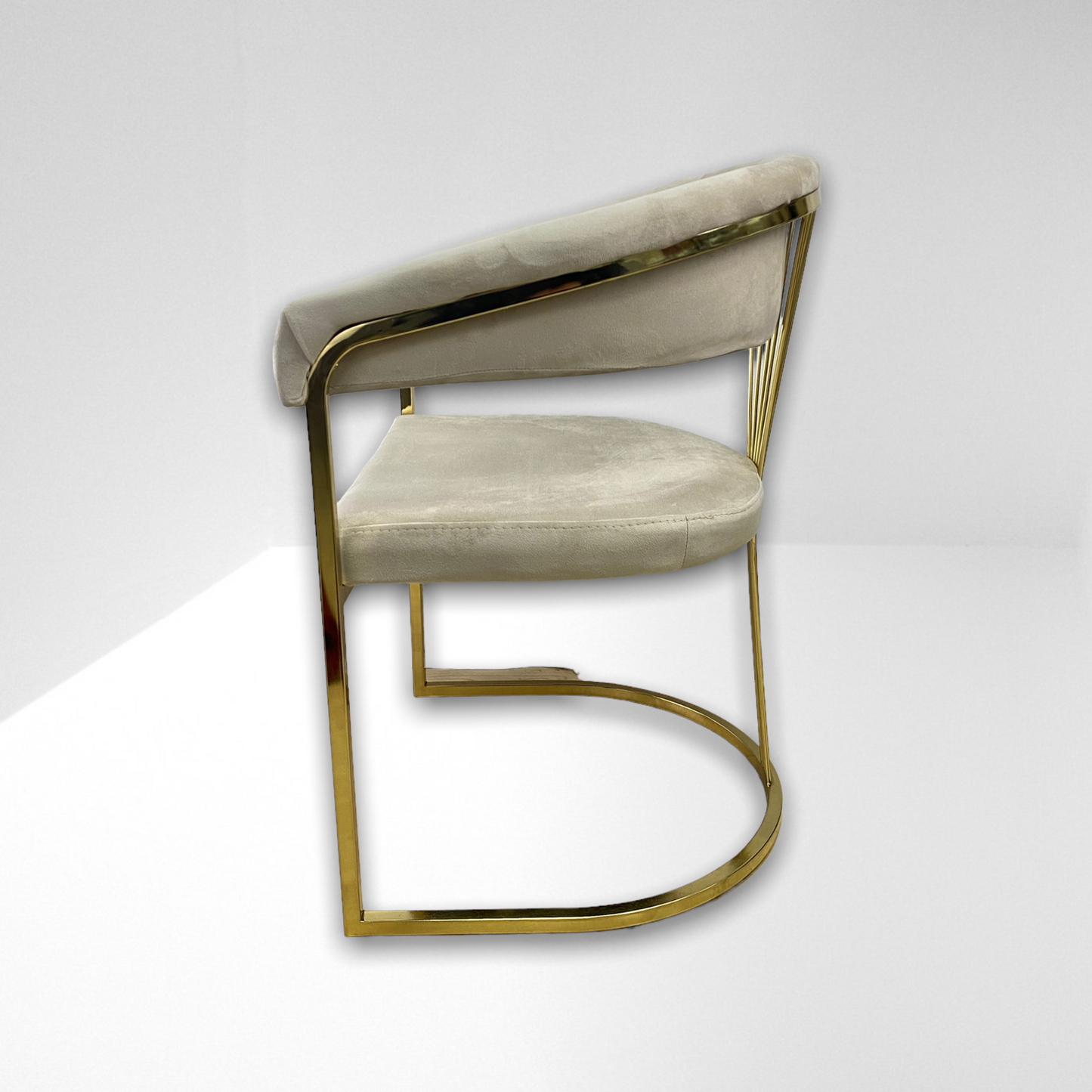 Silla terciopelo para comedor V03 PA gris, pata acero inoxidable dorado