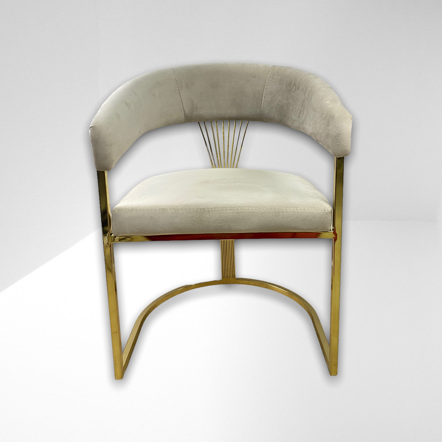 Silla terciopelo para comedor V03 PA gris, pata acero inoxidable dorado