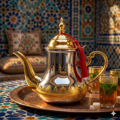 Tetera Árabe de Acero Inoxidable con Acabado Dorado – Elegancia y Estilo para tu Té