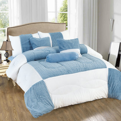 Edredón Aterciopelado con Borreguito MODELO TRAMA DE CANALÉ TRENZADO - COLOR AZUL