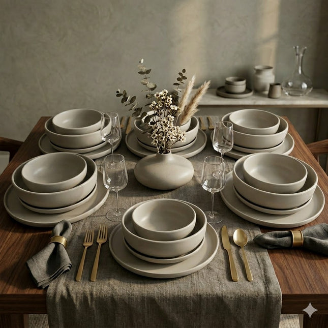 Set de Vajilla Duna Beige con Platos y Cuencos