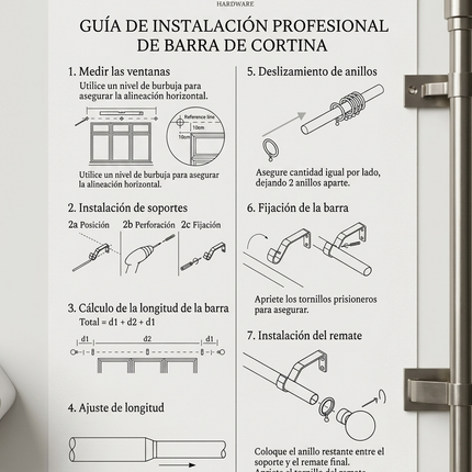 Barra de Cortina Extensible 160-310 cm con Remate Cilíndrico Decorativo Brillante – Plata ✨