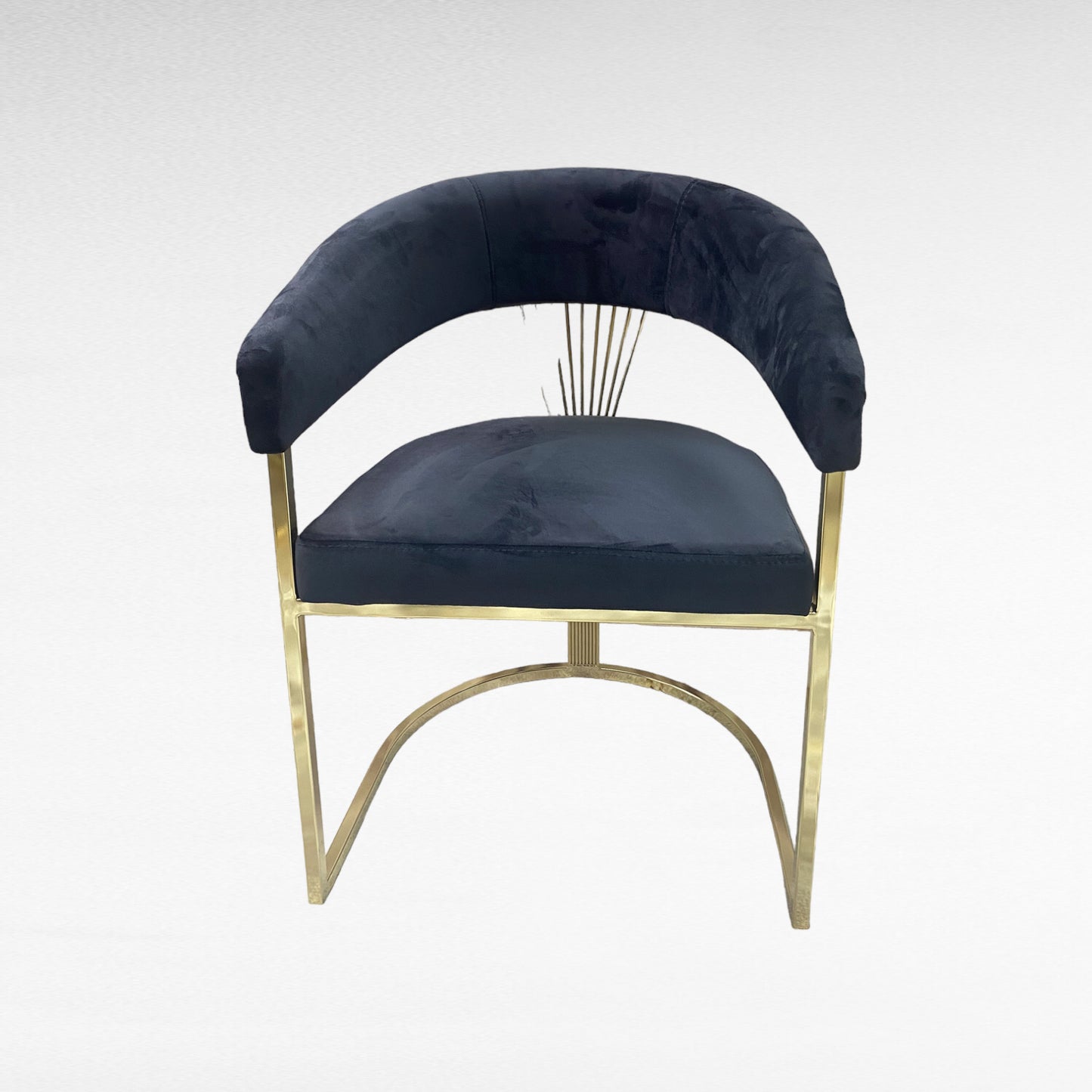 BABYFACE37 dark grey velvet dining chair with gold stainless steel legs