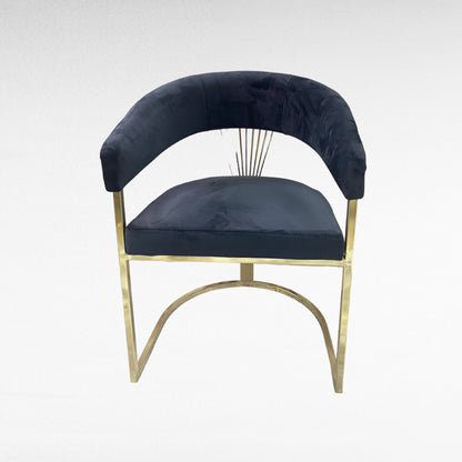 BABYFACE37 dark grey velvet dining chair with gold stainless steel legs