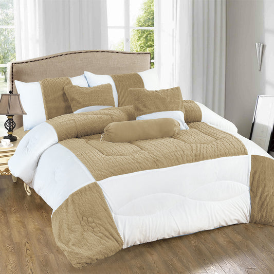 Edredón Aterciopelado con Borreguito MODELO TRAMA DE CANALÉ TRENZADO - COLOR MARRÓN