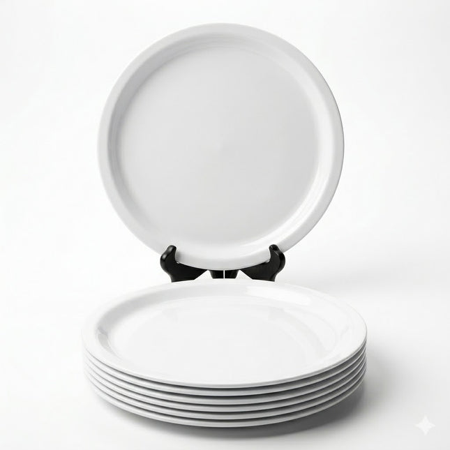 Prato de jantar branco – Design minimalista com rebordo elevado, 40 cm de diâmetro