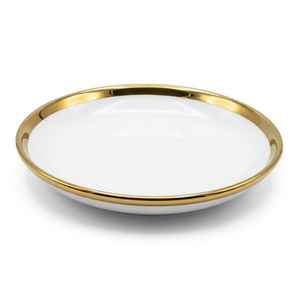 🏷 Deep Ceramic Plate Ø15 cm – Elegant Gold Rim