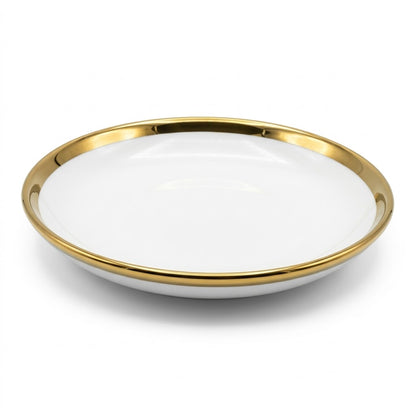 🏷 Plato Hondo de Cerámica Ø15 cm – Borde Dorado Elegante