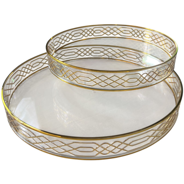 ✅ Set de 2 Bandejas Redondas de Plástico DORADO Estilo Árabe — 33 cm y 28 cm 🕌✨