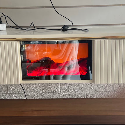 Mesa de TV com lareira digital - WHITE GOLD