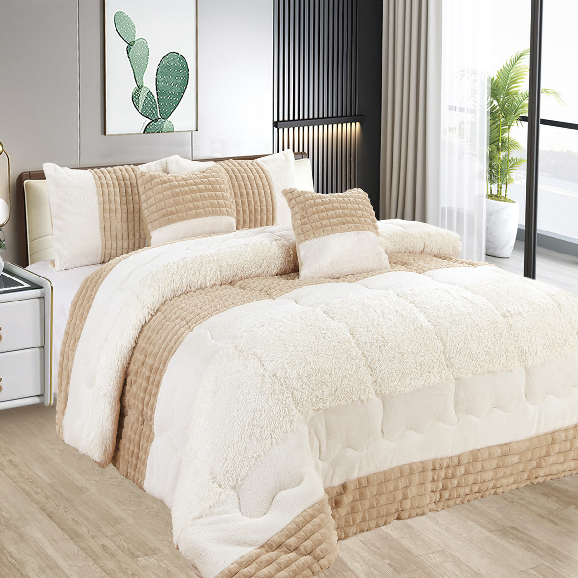 Edredão Acolchoado com Carneirinha – COR CINZENTA – Elegância e Conforto Absoluto