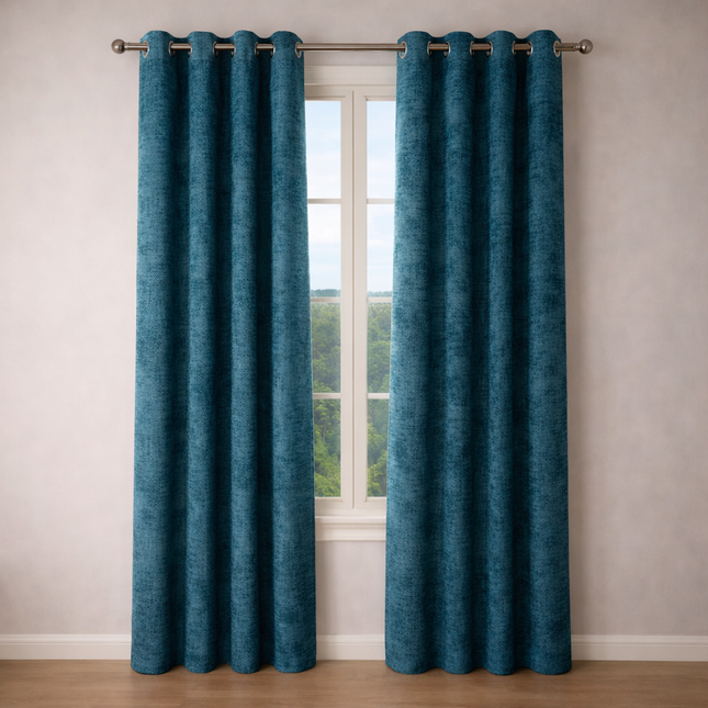 Cortinas Blackout de Poliéster, Padrão de Ondas, 140x260cm - 2 Peças, Elegantes e Modernas - Cinza