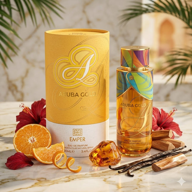 Aruba Gold by Emper Eau de Parfum 100 ml – Frescura cítrica, doçura frutada e elegância envolvente