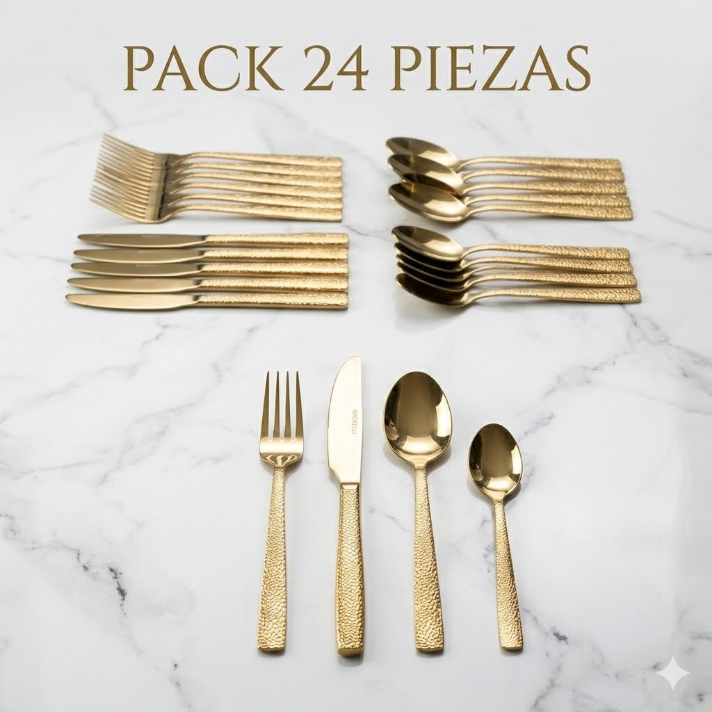 ✨Conjunto de talheres dourados – Pacote de luxo com 24 peças✨