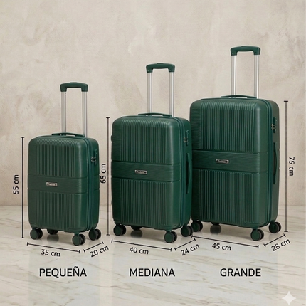 Maleta Rígida de Viaje con Ruedas 360º – Disponible en Tamaño Pequeño, Mediano y Grande - VERDE OSCURO