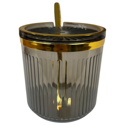 🫙 Conjunto de 6 potes de vidro com bandeja dourada ✨