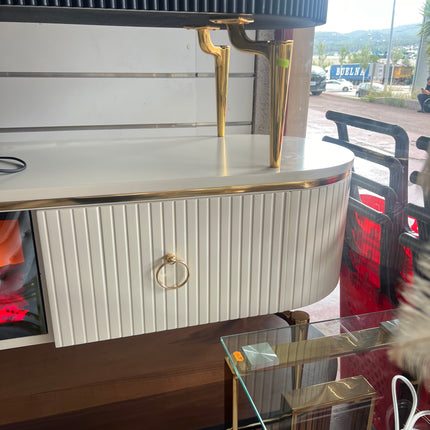Mesa de TV com lareira digital - WHITE GOLD