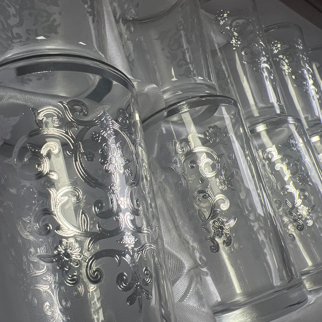 Conjunto de 12 copos de chá – Modelo dourado “Elegância Oriental”