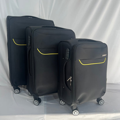 Set de 3 Maletas de Viaje Nadir – Negro con Detalles Amarillos
