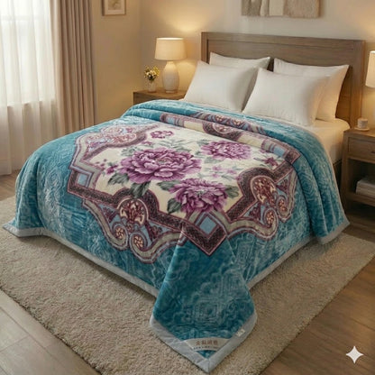 Manta de Pelúcia Vermelha com Flores - Extra Macia e Quente para Inverno (200x230 cm, 4,5 kg)