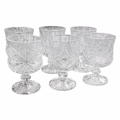 Set de 6 Copas de Cristal Tallado – Estilo Vintage